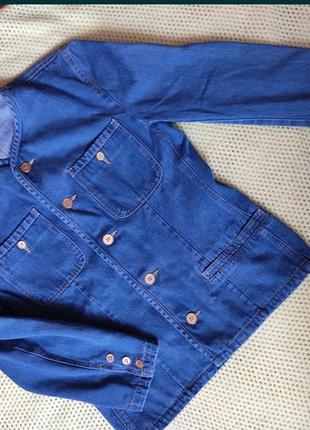 🟠 джинсовый пиджак синий 48 размер жакет