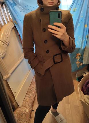 Пальто кашемірове коричневе жіноче 46