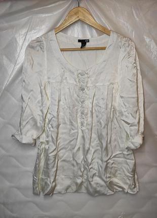 Белая атласная блуза h&m 46 размер