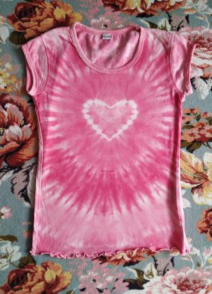 Розовая футболка для девочки 6-7 лет