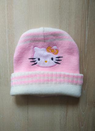 Детская шапочка, шапка hello kitty на 3-4года + варежки в подарок