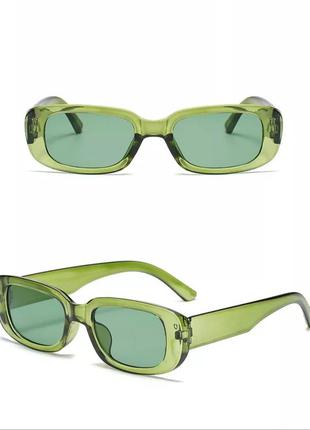 Крутые солнцезащитные очки зеленые узкие ретро прозрачные окул...