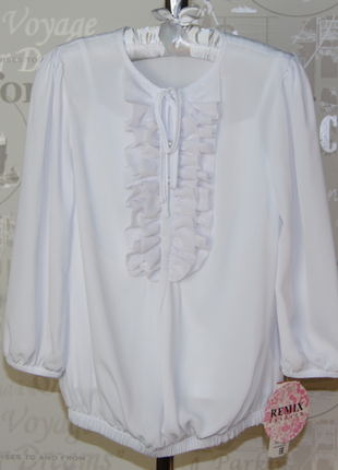 Блузка белая с коротким рукавом remix польша
