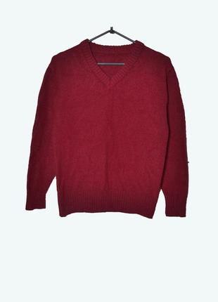 Шерстяной бордовый свитер/пуловер/джемпер