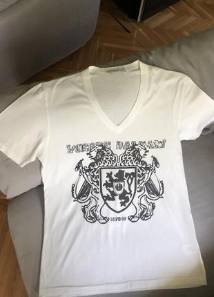 Белая мужская брендовая дизайнерская футболка balmain оригинал