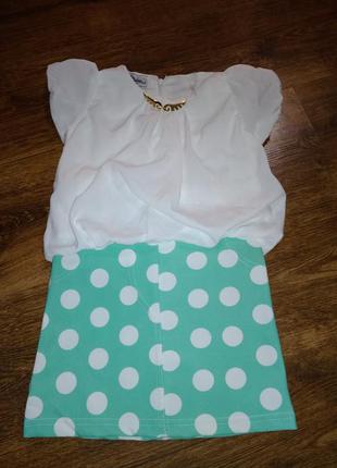 Платье детское, юбка+рубашка цельное с украшением