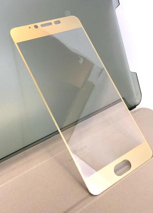 Meizu M5 защитное стекло на телефон противоударное 3D Gold зол...