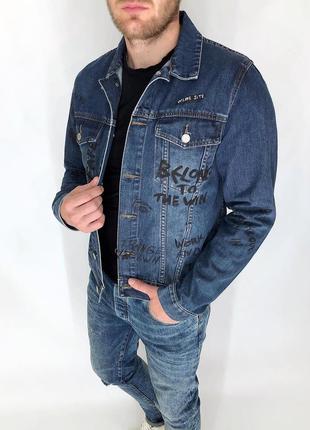 Джинсовка мужская размер м синяя джинсовая куртка