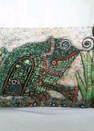Картина Лягушка (жаба) стильный оригинальный подарок 3d стимпанк
