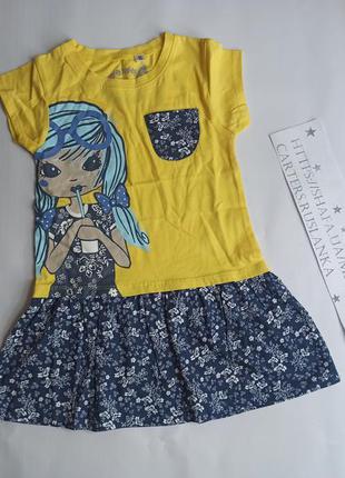 Рлатье туника футболка  для девочки  с коротким рукавом