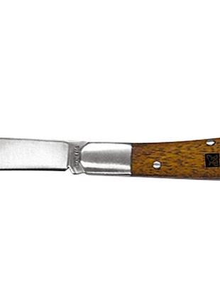 Нож садовый, 173 мм, складной, прямое лезвие, деревянная рукоя...