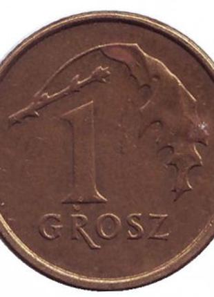 Дубовый лист. Монета 1 грош, 1990-2011 год, Польша. (В)