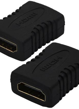 Переходник , гнездо HDMI - гнездо HDMI, gold, пластик