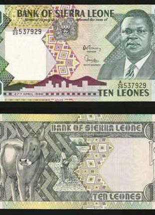 Sierra Leone Сьерра-Леоне - 10 Leones 1988 UNC