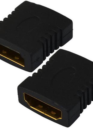 Переходник гнездо HDMI - гнездо HDMI, gold, пластик (Тип 2)