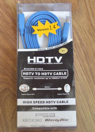 Кабель E-Cable HDMI - HDMI 3м плоский синий