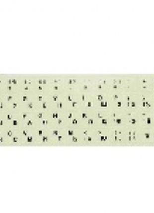 Наклейки на клавиатуру белые с черными буквами Рус.Англ.