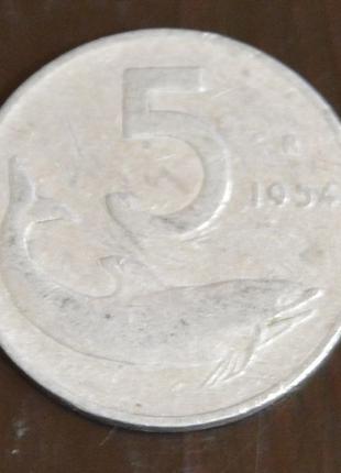 Италия 5 лир 1954,55,70 Рыба (БА)