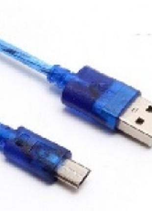 Кабель USB 2.0 (AM/Miсro 5 pin) 3м, прозрачный синий, Пакет