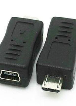 Переходник штекер micro USB - гнездо mini USB, пластик