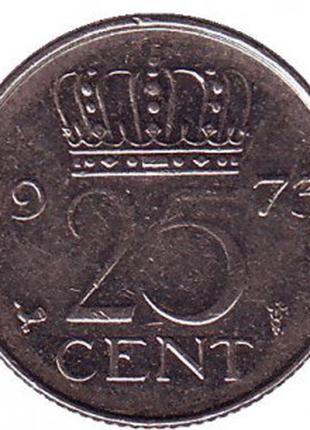 Монета 25 центов. 1974 год, Нидерланды.