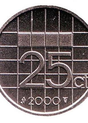 Монета 25 центов. 1999 год, Нидерланды.