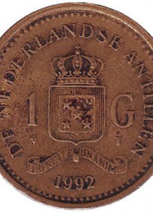 Монета 1 гульден. 1992 год, Нидерландские Антильские острова.