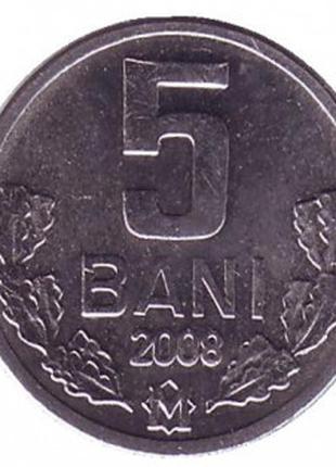 Монета 5 бани. 1993-2021 год, Молдавия. (АА)