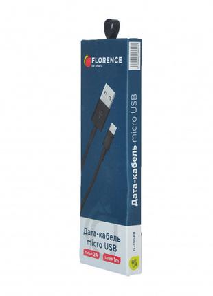 Дата кабель FLORENCE microUSB 1m 2A Black (FL-2110-KM)