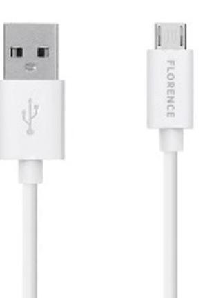 Дата кабель FLORENCE microUSB 1m 2A White (FL-2110-WM)