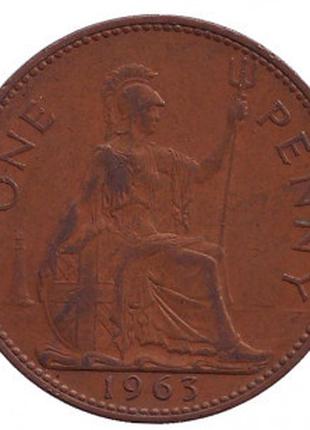 Монета 1 пенні. 1953-67 рік, Великобританія. (В)