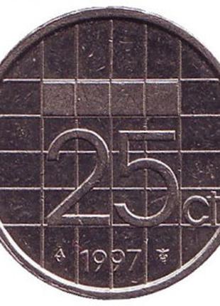 Монета 25 центов. 1997 год, Нидерланды.