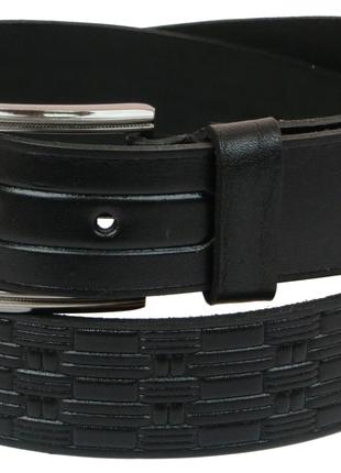 Мужской кожаный ремень под джинсы Skipper 1093-38 черный 3,8 см