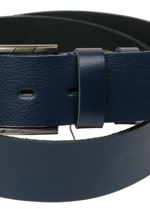 Мужской кожаный ремень под джинсы Skipper 1169-45 синий 4,5 см