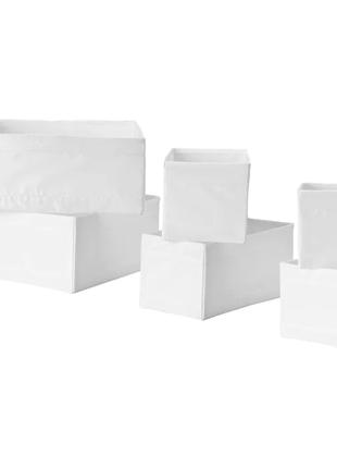 Набор белых коробок-органайзеров для хранения вещей 6 шт IKEA