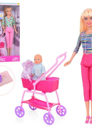 Кукла Defa Lucy 8358-BF с ребенком и коляской