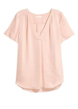 Блузка блуза с коротким рукавом  треугольным вырезом h&m розов...