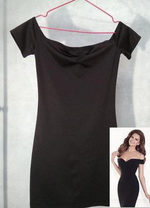 Незамінний маленьке чорне міні сукня h&m з відкритими плечима/...