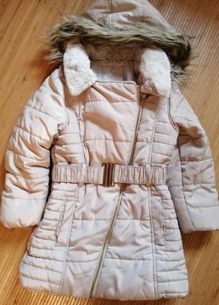 Тёплое зимнее пальто на девочку 5 - 6 лет
