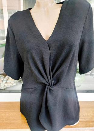 Чёрная блузка с короткими рукавами топ большой размер.
