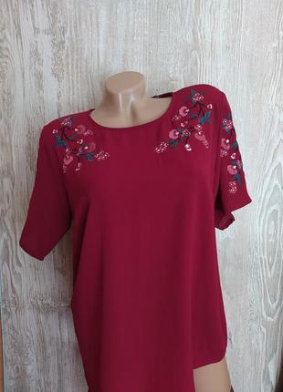 Красивая вишнёвая блузка с вышивкой select размер 14