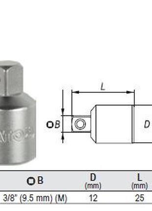 Переходник YATO Польша M=1/4"(F)/3/8(М) L=25 мм YT-1438