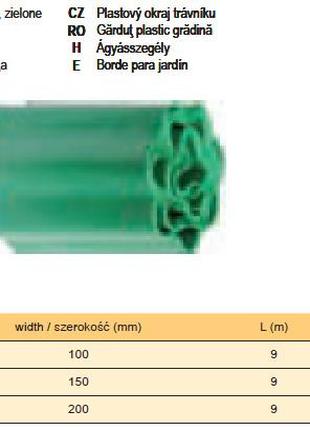 Бордюр для растений Польша зеленый b=200мм 9м FLO-88702