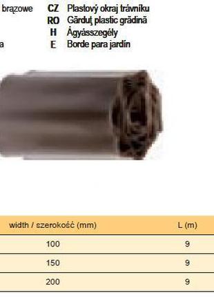 Бордюр для растений Польша черный b=150мм 9м FLO-88704