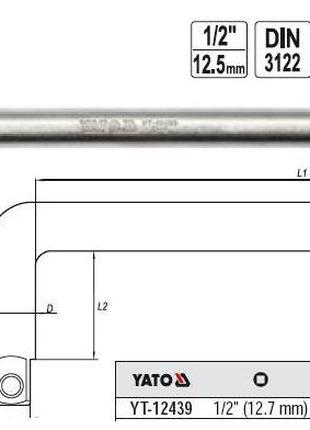 Вороток тип-L квадрат 1/2" 300х70 мм YATO YT-12439