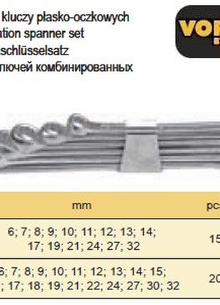 Набор ключей рожково накидных Польша М6-32 мм 20 штук VOREL-51645