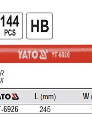 Набір олівець олівець столярний червоний l=245 мм 144 шт YATO-...