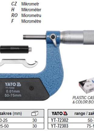 Микрометр мікрометр точність 0,01 мм діапазон 75-100 мм YATO Y...