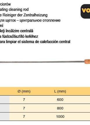 Шомпол для чистки дымоходов Польша l=600 мм Ø=7 мм VOREL-72956