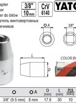 Держатель бит насадок YATO Польша M=3/8" L=30 мм YT-1296